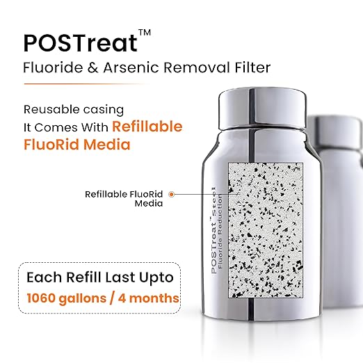 Gravity Water Filter System - 1.5 Gallons NSF Certified AISI 304 Stainless Steel Water Filter with 2 Smart Carbon Filters, 2 POSTreat Steel Fluoride Removal Elements & Free Stainless Steel Spigot
