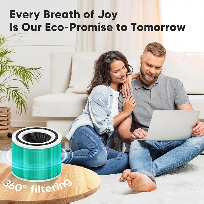 Core 300 Toxin Absorber Replacement Filter for LEVOIT Core 300, Core 300S and Core 300-P Air Purifier, 3-in-1 H13 True HEPA Filter Replacement, Compared to Part # Core 300-RF-TX, 2 Pack, Green