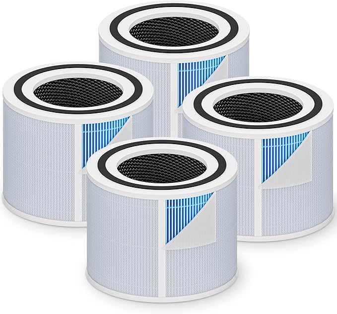 Core 300 Smoke Remover Replacement Filter for LEVOIT Core 300 Core 300-P Core 300S Vortex Air Air Purifier, 4-in-1 H13 Grade True HEPA High-Efficiency Activated Carbon, Core 300-RF-SR, 4 Pack, Blue