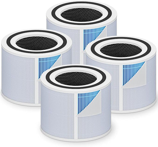 Core 300 Smoke Remover Replacement Filter for LEVOIT Core 300 Core 300-P Core 300S Vortex Air Air Purifier, 4-in-1 H13 Grade True HEPA High-Efficiency Activated Carbon, Core 300-RF-SR, 4 Pack, Blue