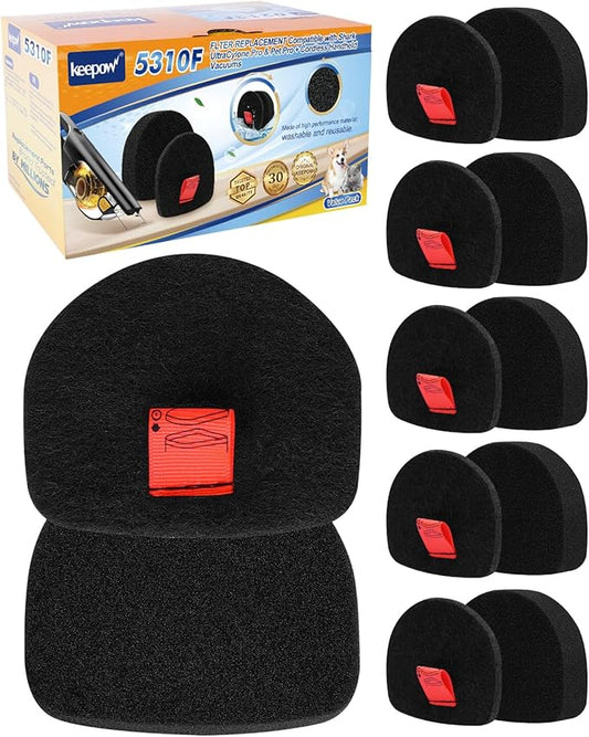KEEPOW Filters for Shark Cordless Handheld Vacuum UltraCyclone Pet Pro Plus Replacement Foam Felt Filters, 6 Pack
