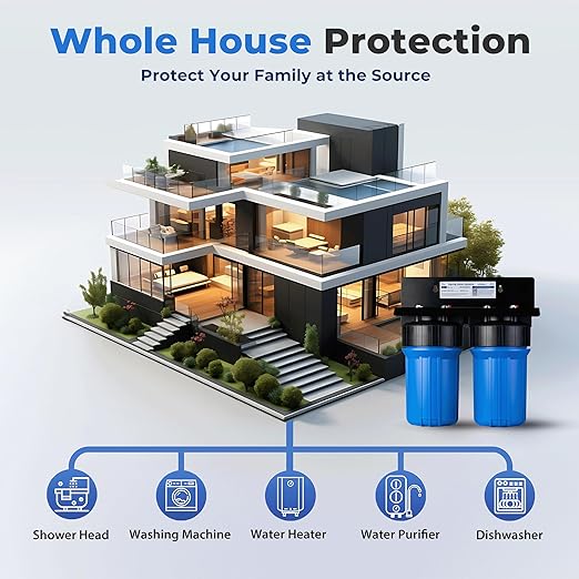 iSpring WGB21B-CPB 2-Stage Whole House Water Filtration System Reduces Arsenic, Cadmium, Mercury, Sediments, Chlorine, and up to 99% Lead, 1" Inlet/Outlet Ports
