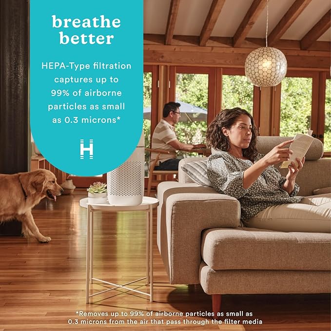 Homedics Air Purifier, 5-in-1 Tower Air Purifier, 99% HEPA-Type Filtration with UV-C Technology and Carbon Odor Filter, 4 Speeds, Essential Oil Aromatherapy Tray, for Medium Rooms