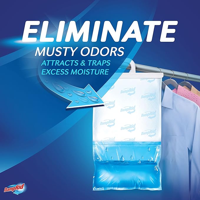 DampRid Lavender Vanilla Hanging Moisture Absorber, 15.4 oz., 6 Pack - Eliminates Musty Odors for Fresher, Cleaner Air, Ideal Moisture Absorbers for Closet, 10% More Moisture Absorbing Power*