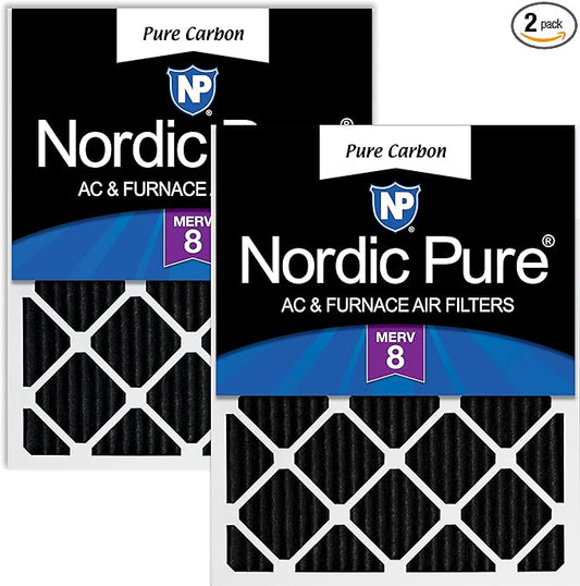 Nordic Pure 18x20x1 (17 1/2 x 19 1/2 x 3/4) Pure Carbon Pleated Odor Reduction Furnace Air Filters 2 Pack