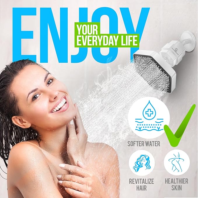 AquaHomeGroup Luxury Filtered Shower Head Set - 20 Stage Shower Filter for Hard Water, Chlorine, Fluoride, Heavy Metals - Water Filter Shower Head with Vitamin C E A Patent Pending (White)