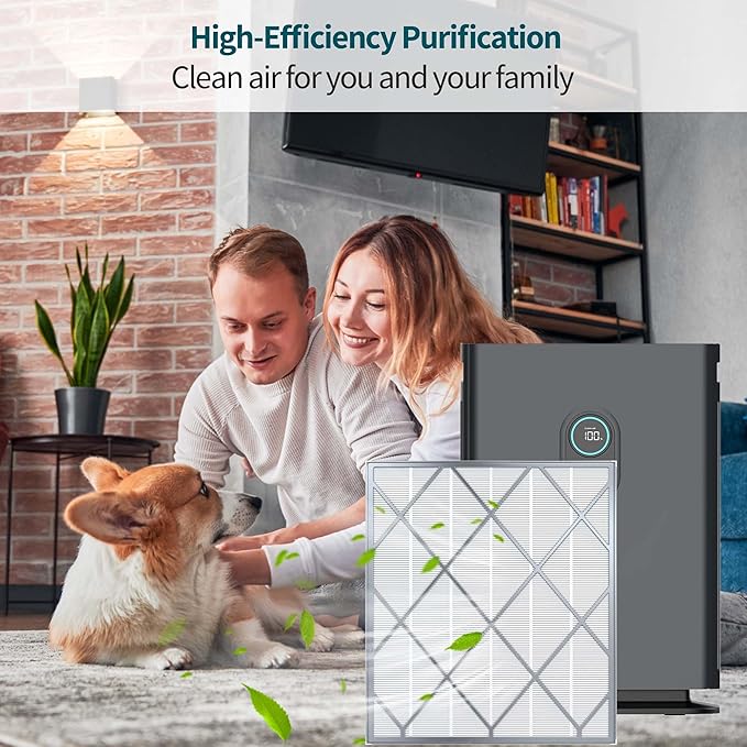 HE401 Filter Replacement For Shark Air Purifier 4 Fan,Compatible With Shark HE401C HE402 HE405 HE400, H13 True HEPA Filter Activated Carbon Filter,HE4FKPET HE4FKPRO HE4FKBAS, 2 PACK