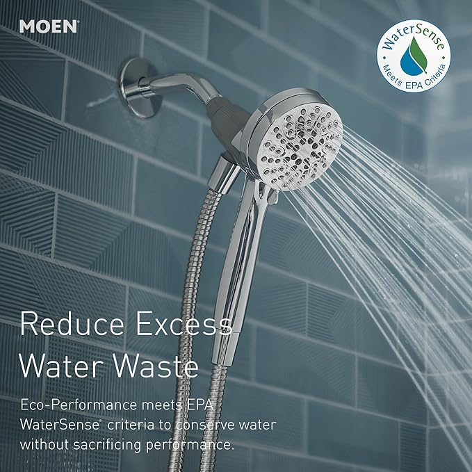 Moen Engage Magnetix Matte Black 3.5-Inch Six-Function Detachable Handheld Showerhead with Magnetic Docking System, 26100BL