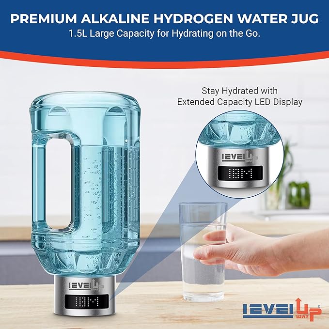 2025 Hydrogen Water Bottle Jug – Portable Hydrogen Water Generator with Digital Display – Up to 4000PPB - 51oz Capacity – Premium Hydration Solution for Home, Office & Gym