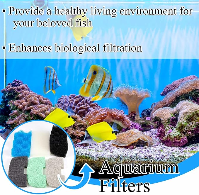 52 Pcs Replacement Filter Media Kit Compatible with Fluval 106/107 Aquarium Filters Include Biological Foams Ammonia Remover Phosphate Pads Nitrite Remover, Towel and Grease