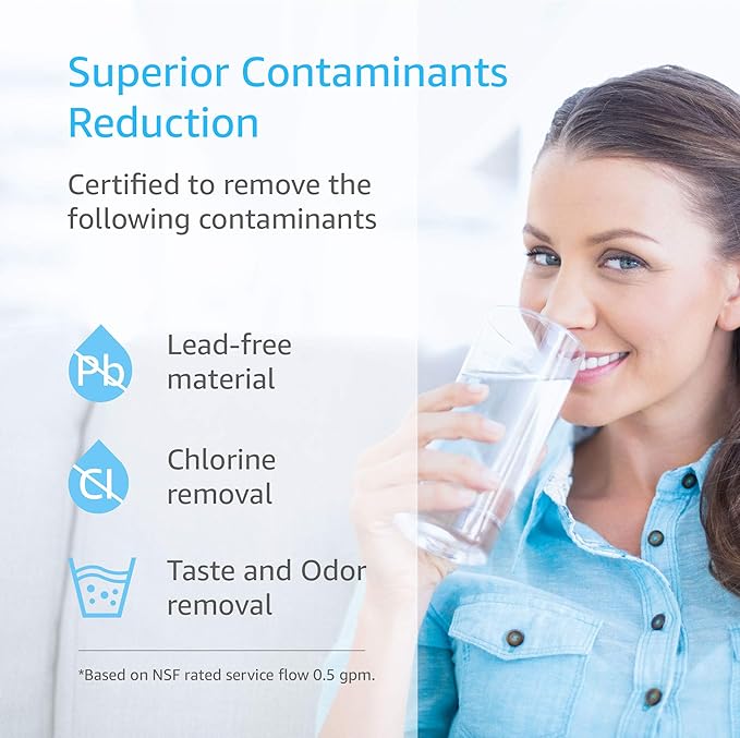 AQUACREST GXRLQR Undersink Inline Water Filter, NSF 42 Certified, Reduces Chlorine, Taste&Odor, Replacement for GE SmartWater Twist and Lock in-Line GXRLQR Water Filter (Pack of 3)