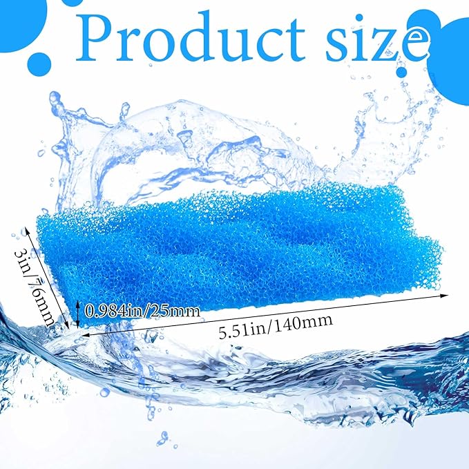 Maxcheck 10 Pcs Bio Sponge Foam Compatible with 106/107 Foam Filters Media Replacement Sponges for Aquarium Filters Fish Tank Accessories, Blue
