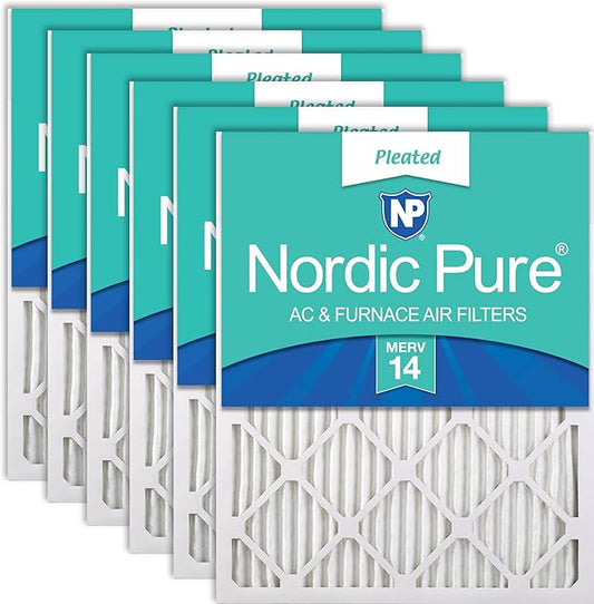 Nordic Pure 12x12x1 (11 3/4 x 11 3/4 x 3/4) Pleated MERV 14 Air Filters 6 Pack