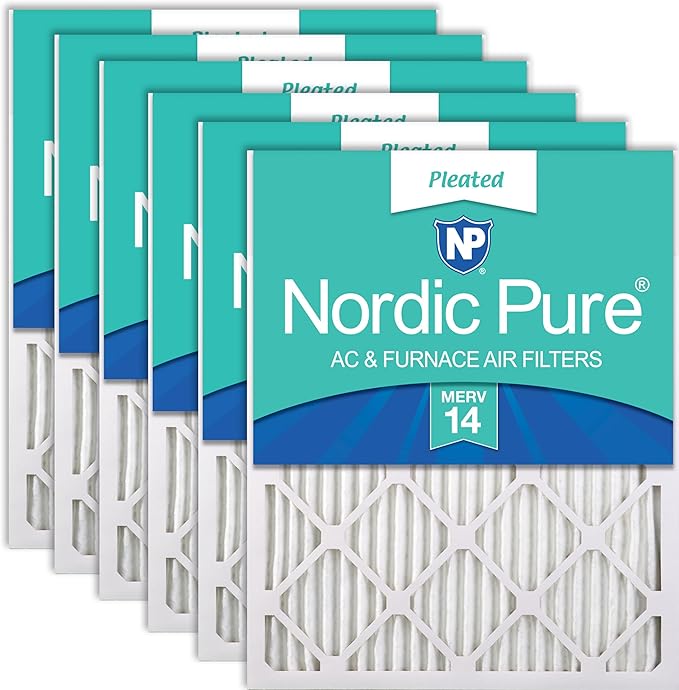 Nordic Pure 16x20x1 (15 1/2 x 19 1/2 x 3/4) Pleated MERV 14 Air Filters 6 Pack