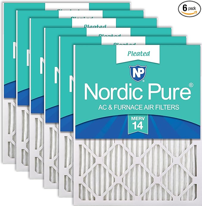 Nordic Pure 18x20x1 (17 1/2 x 19 1/2 x 3/4) Pleated MERV 14 Air Filters 6 Pack
