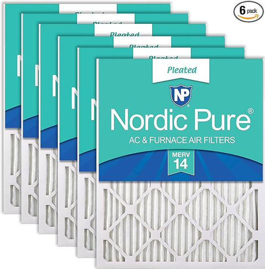 Nordic Pure 18x20x1 (17 1/2 x 19 1/2 x 3/4) Pleated MERV 14 Air Filters 6 Pack