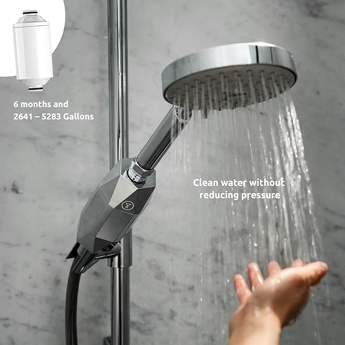 Tappwater ShowerPro Diamond - Shower Filter. Filters Limescale, Chlorine and +70 substances. Unique Design. 4-Stage Filtration and KDF-55 Technology for Soft Skin and Strong Hair. 6 Months - 20.000L