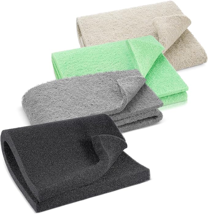 Treela 4 Pcs 18 x 10 Inch Aquarium Filter Pads Ammonia Phosphate Nitrite Remover Reducer Filter Pads Cut-to-fit for Aquariums & Ponds Fish Tank Accessories (Green,Gray,Khaki,Black)