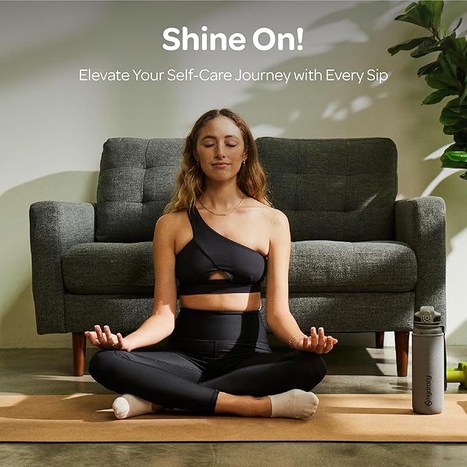 Hydracy Water Bottle with Time Marker -Large BPA Free Water Bottle & No Sweat Sleeve -Leak Proof Gym Bottle with Fruit Infuser Strainer & Times to Drink -Ideal for Fitness Sports & Outdoors