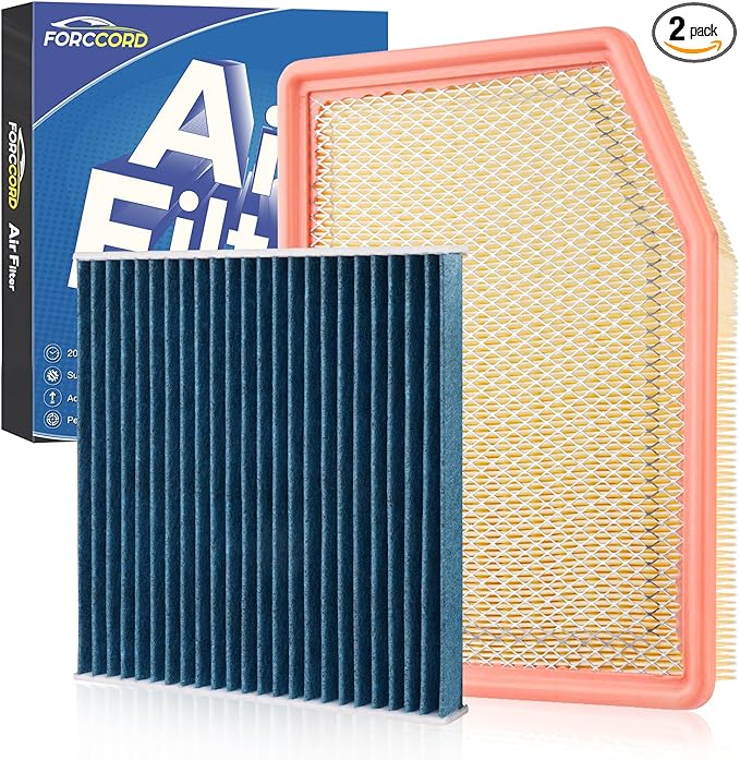 Cabin & Engine Air Filter Kit Fit for Silverado 1500 2019-2026, Tahoe 2021-2026, Suburban 2021-2026, Sierra 1500 2019-2026, Yukon 2021-2026, Escalade 2021-2026 Replace#CF11966 CA12404