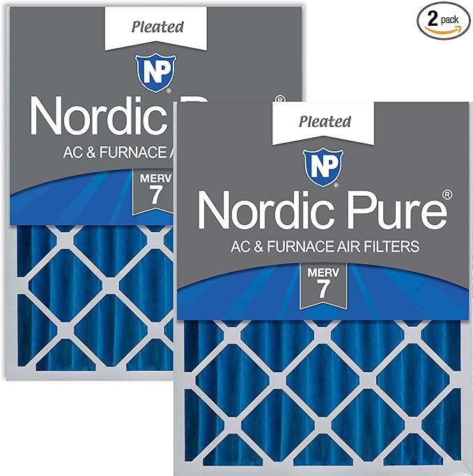 Nordic Pure 16x25x4 (15_1/2 x 24_1/2 x 3_5/8) Pleated MERV 7 Air Filters 2 Pack