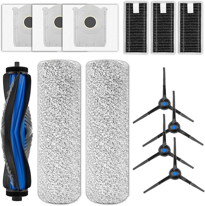 (13 Pack) X8 Pro Omni Replacement Parts Accessories Kit for ECOVACS DEEBOT X8 Pro Omni, X8 Omni Robot Vacuum, 1 Roller Brush, 2 Brush Rolleres, 4 Side Brushes, 3 Dust Bags, 3 HEPA Filters