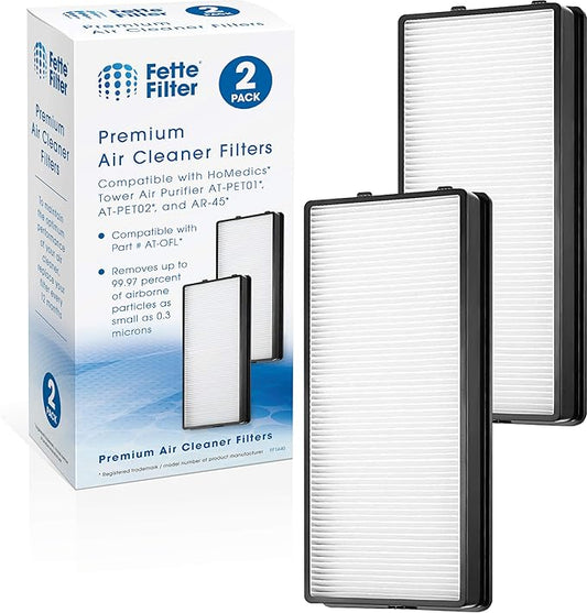 Fette Filter - at-OFL True Hepa Replacement Filter Compatible with HoMedics TotalClean True HEPA Tower Air Purifier Model AT-PET01 AT-PET02 and AR-45 Part Number at-OFL (Pack of 2)