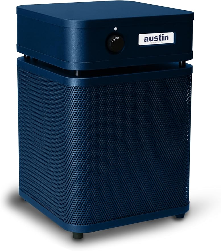 Austin Air HealthMate Plus Junior Air Purifier Midnight Blue - Advanced 4- Stage Filtration Air Purifiers For Home with Activated Carbon & Zeolite - Ideal as Air Purifiers for Bedroom, Model A250