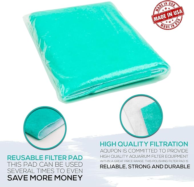 Aquarium Polishing Filter Pad 100 Micron Filters - Media Pads - Cut to Fit 24" by 36" - for Fish Tanks, Aquaculture, Hydroponics - USA Manufacturer (4 Pack)