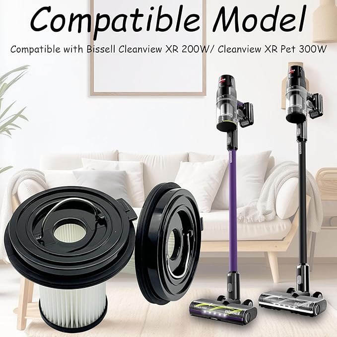 4 Pack HEPA Filters Replacement for Bissell CleanView XR 200W/ CleanView XR Pet 300w Lightweight Cordless Vacuum 3789U, 3789X, 3789, 3797V, 3797W, 3797, 1638010