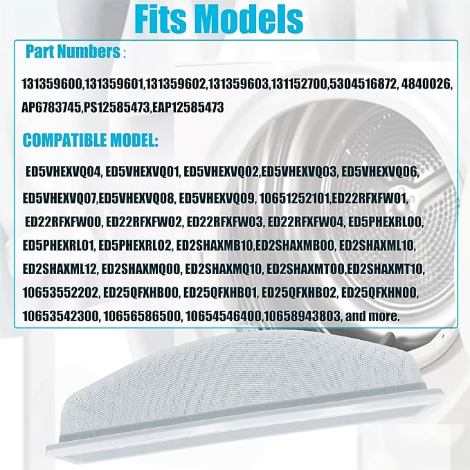 Fuoequl 131359602 131152700 Dryer Lint Screen Filter Exact Replacement for Frigidaire Kenmore Crosley Electrolux GE