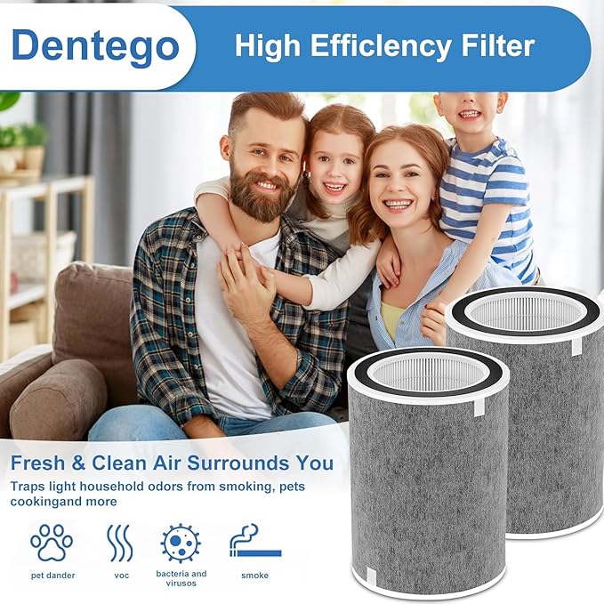 2 Pack HP302 HP201 Filter Replacement Compatible with Shark HP302 HP301 HP201 HP202 HP200 AP1000 HP232 HC501 502 Filter MAX Clean Sense iq Air Puri-fier filter，Part #HE2FKBAS, HE2FKBASMB