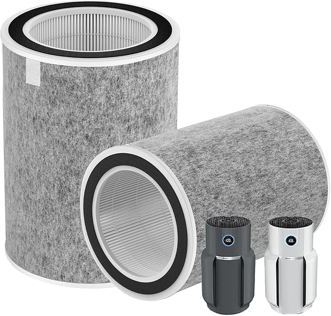 2Pack HP302 HP201 Replacement Filter Compatible with Shark HP201 HP202 HP302 HP301 HC502 AP1000 Air Purifier MAX, True Filter Cleans Up to 99.98% Particles Part # HE2FKBAS, HE2FKBASMB