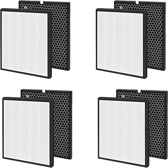 Nispira HEPA Air Filter Plus Carbon Pre Filter Replacement Compatible with Levoit Air Purifier LV-PUR131, 4 Packs