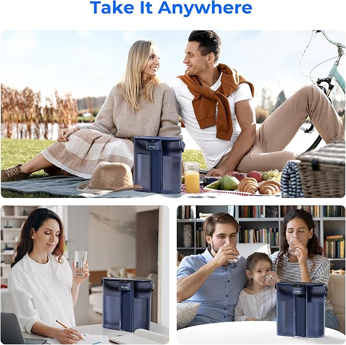 Waterdrop Compact Electric Water Filter Pitcher, 200-Gallon Rechargeable Instant Powerful Dispenser, NSF/ANSI 42&53&401, Reduce PFAS, Lead, Chlorine, 14-Cup, Blue, with 1 Filter, Does not Lower TDS