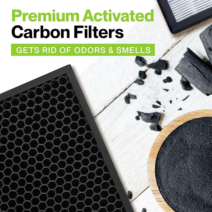 Durabasics Air Purifier Replacement Filter for Levoit Filter Replacement LV-PUR131, LV-PUR131S and LV-PUR131-RF | 2 HEPA & 2 Activated Carbon Pre-Filters