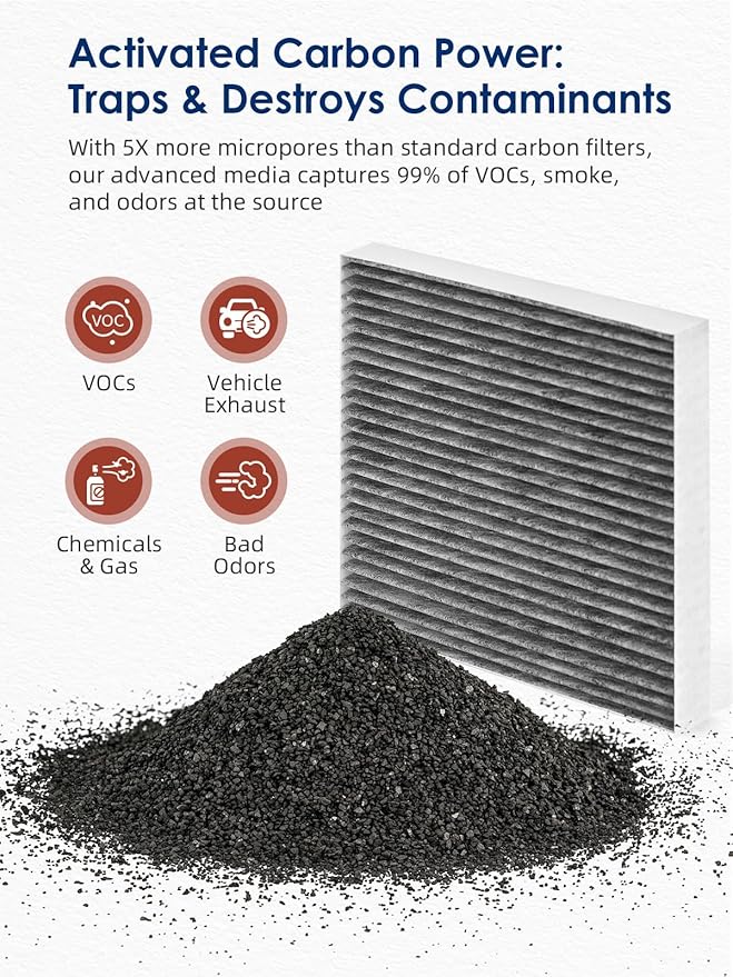 CF10134 Cabin Air Filter with Activated Carbon, Replacement for CP134 Honda & Acura Vehicles Civic CR-V Odyssey CSX ILX MDX RDX AT134, A/C Car Filter 10-Pack