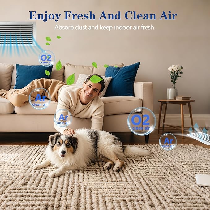 Air Vent Filters, 20"X120" Cut to Size Air Filter Material, MERV 8 Electrostatic Air Filter Roll, Blue & White Vent Filters for Home Floor, Rv Ac Vent, Ceiling, Refrigeration, HVAC Furnace Vent, Etc