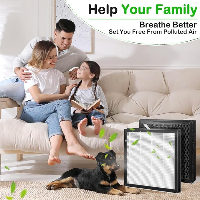 2 Pack AH300 Replacement Filter Compatible with Boneco Models: H300, H400 Air Purifier and W200 Hybrid Humidifier HEPA Activated Carbon Filter Upgrade