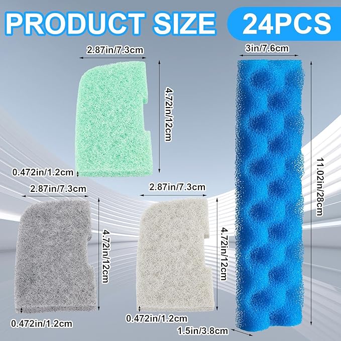 40 Pcs Replacement Filter Media Kit Compatible with Fluval 406/407, Aquarium Filters Set Including 4 Biological Foams, 36 Ammonia/Phosphate/Nitrite Remover