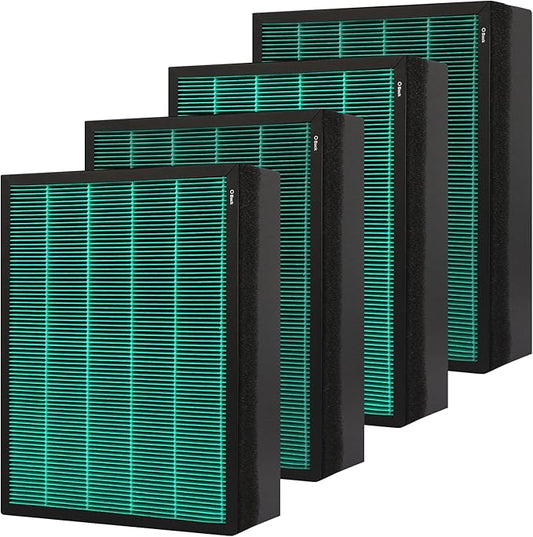 4 Pack 400 400S Replacement Filter for Coway Airmega Max2 400 400S 400(G) 400S(G) Air Purifier, Max2 Green H13 True Hepa and Active Carbon Filter, AP-2015-FP