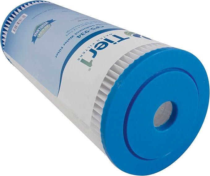 Tier1 5 Micron 10 Inch x 4.5 Inch | 4-Pack Pleated Polyester Whole House Sediment Water Filter Replacement Cartridge | Compatible with Culligan CP5-BBS-D, Pentek CP5-BB, W5CPHD, Home Water Filter