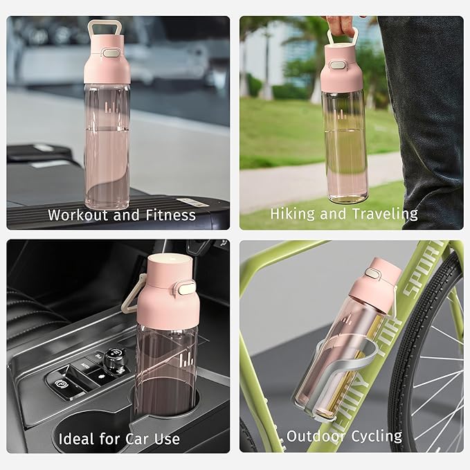 750ml Leak Proof Water Bottle with Flip Top Lid, BPA-Free USA Tritan Drink Bottle, Dishwasher Safe for Office, Outdoor & Daily Use (Coral Blush, 1 Pack)