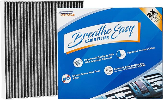 Spearhead Odor Defense Breathe Easy AC & Heater Cabin Filter | Fits Various 2016-24 Hyundai/Kia Like OEM | Up to 25% Longer Lasting w/Activated Carbon (BE-160)