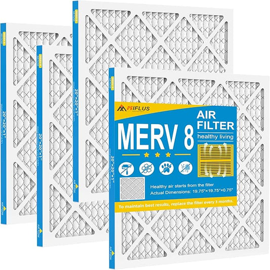 20x20x1 Air Filter,MERV 8,Furnace Air Filter for HVAC,Dust Defense-4packs by MIFLUS