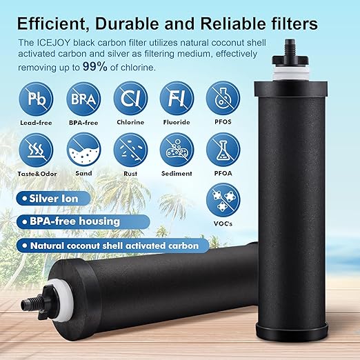 Alkaline Carbon Rods (2 Pack) for Gravity Water Filters – Raises pH up to 9.2, Replacement for Berkey® BB9-2® Black Filters, Berkey® Gravity System & More, NSF/ANSI 42 Certified