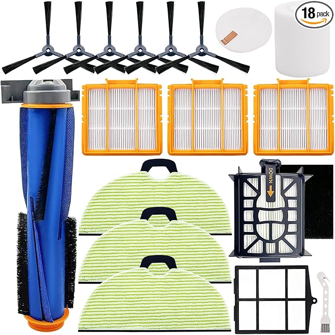 Replacement Parts for Shark AV2610WA RV2610WA Matrix Plus 2- in-1 Robot Vacuum Cleaner,1 Main Brush,3 Filters,3 Mop Pads,6 Side Brushes,1 Pre Filter,1 Filter&1 Pre-Motor Foam&Felt Filter