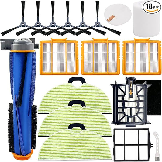 Replacement Parts for Shark AV2610WA RV2610WA Matrix Plus 2- in-1 Robot Vacuum Cleaner,1 Main Brush,3 Filters,3 Mop Pads,6 Side Brushes,1 Pre Filter,1 Filter&1 Pre-Motor Foam&Felt Filter