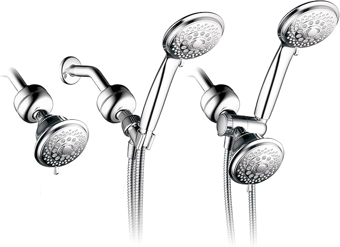 Advanced High Intensity Super Compact Universal Shower Filter with Replaceable Enriched KDF Shower Filter Cartridge by Hotel Spa AquaCare. Use with Any Shower Head, Handshower Or 3-Way Shower Combo