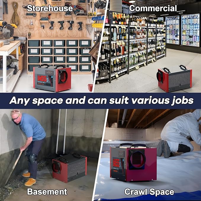 Abestorm Crawl Space Dehumidifier, 120Pint Commercial Dehumidifiers for Basement, Industrial Dehumidifier with Drain Hose, Portable Dehumidifier Crawlspace, Auto Defrosting, 5 Years Warranty